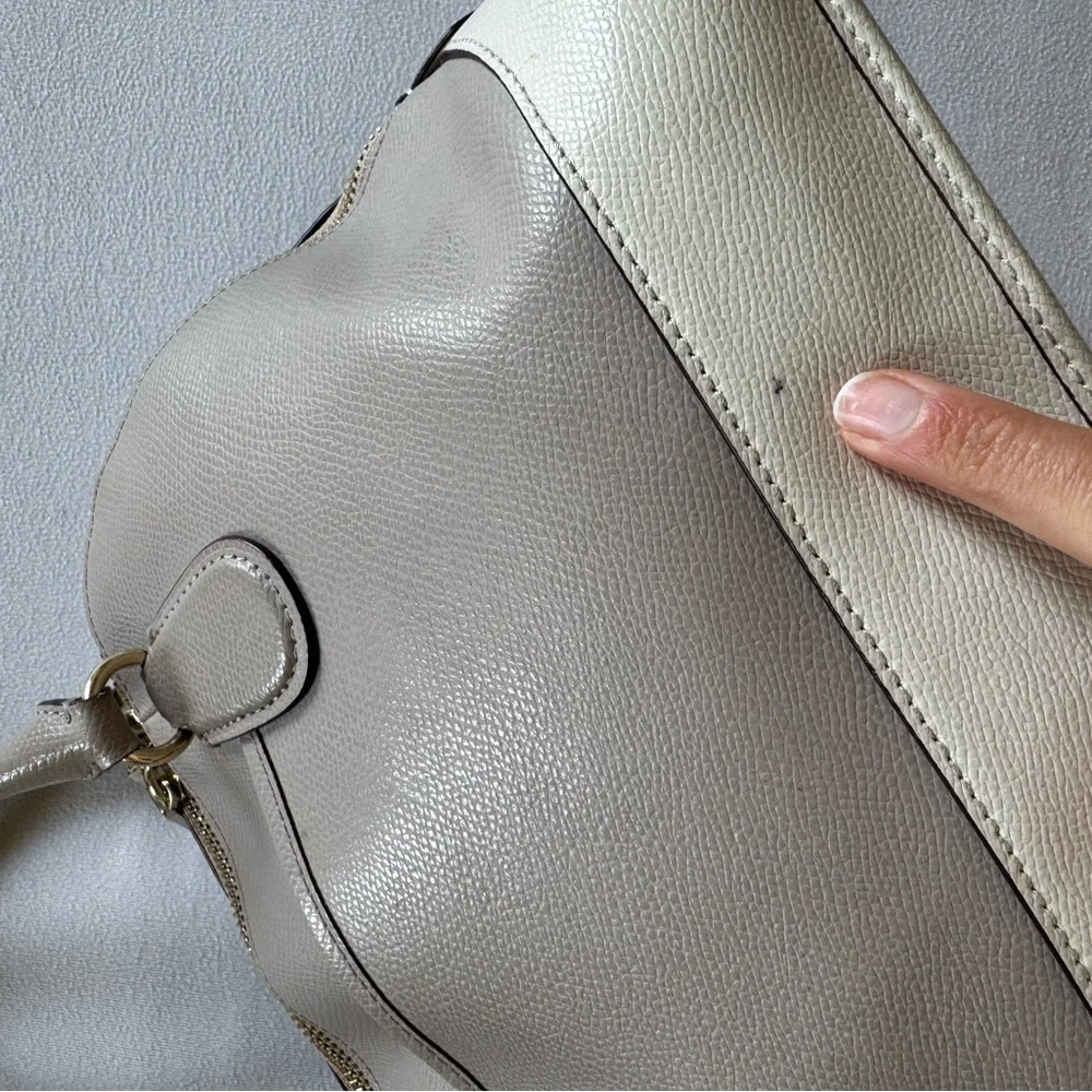 Coach Cora Dome Mini Satchel Cream Crossgrain Leather Handbag Multiple Strap